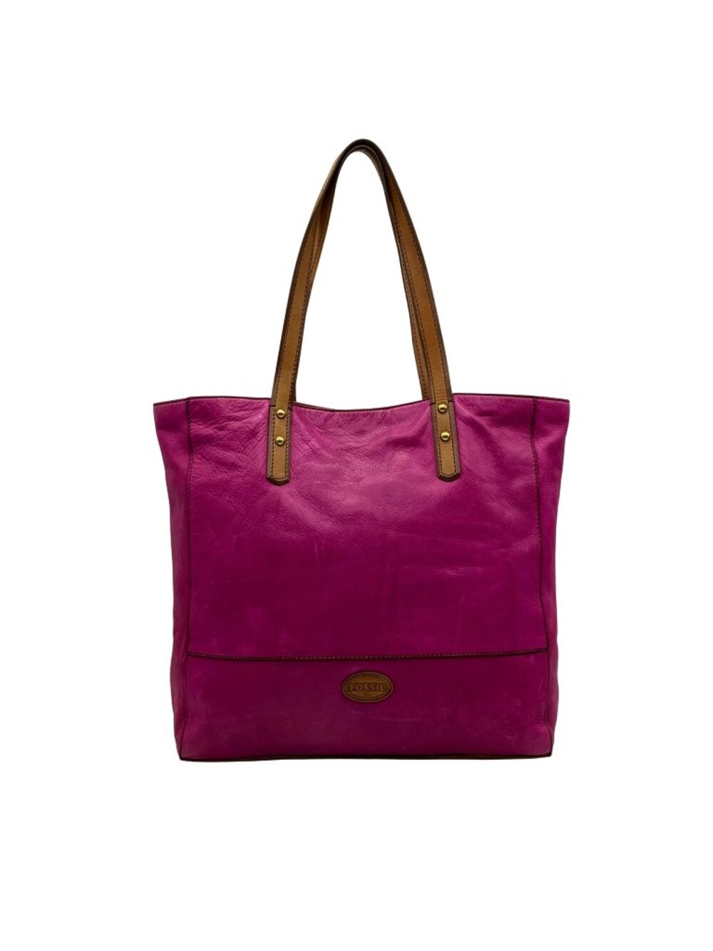 Fossil Fuchsia Pebbled Leather Zoey Tote Bag